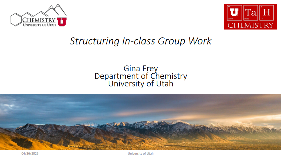 Presentation by Gina Frey: Structuring In class group work