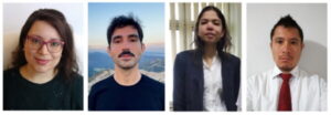 Members of the Molinero Research Group, left to right, Ingrid de Almeida, Esteban Gadea, Shakkira Erimban and Carlos Chu-Jon.
